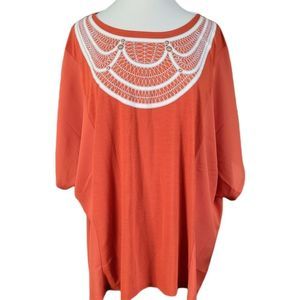 Cato Woman's Faux Crochet Chest Decoration Top Size 26/28W